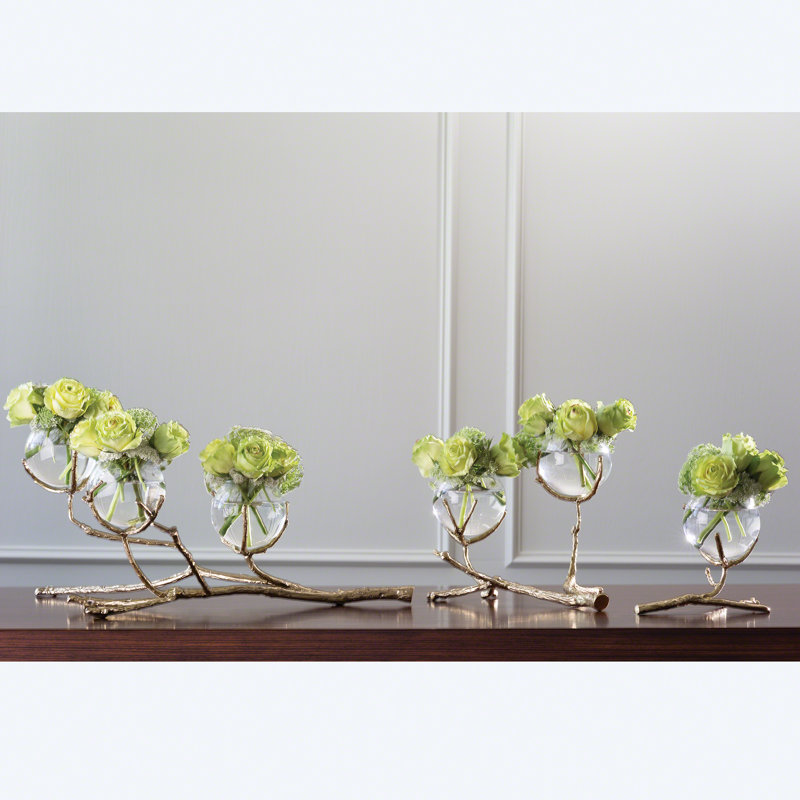 Twig Handcrafted Glass Table Vase, Brass