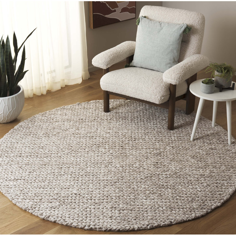 Natura Hand Woven Wool/Viscose/Cotton Rug in Beige/Taupe, Round 6'