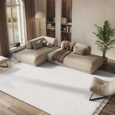 Southwestern Handmade Flatweave Ivory Area Rug