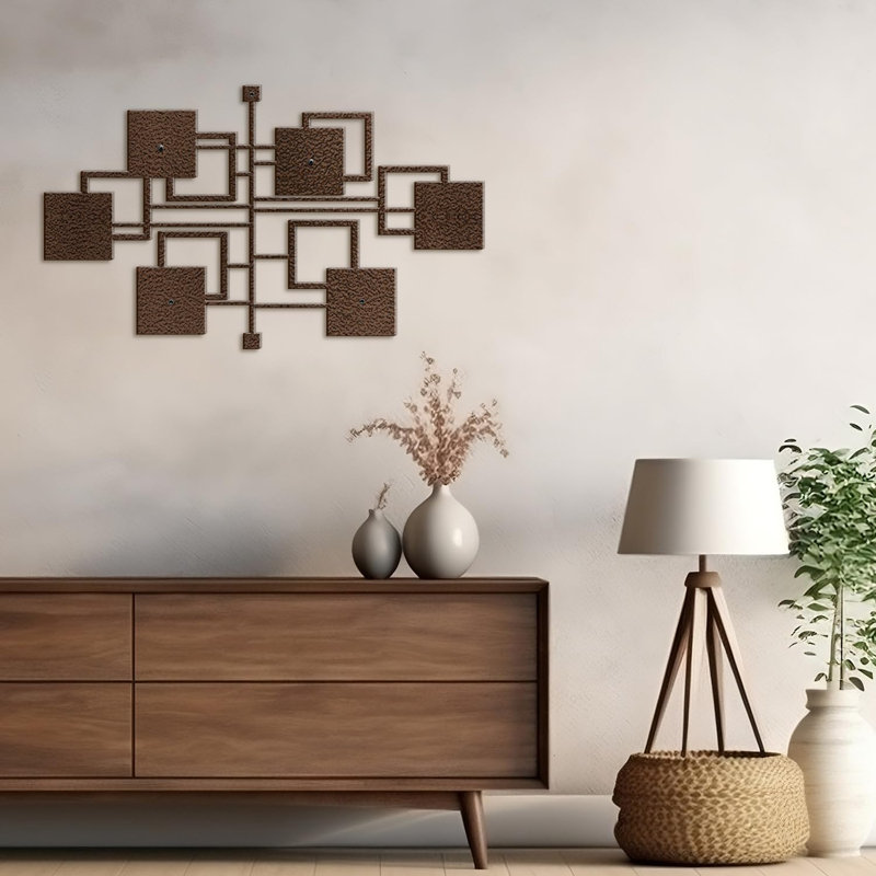 Décoration murale en métal, Bronze, H 18 po x l 36 po x P 0,05 po