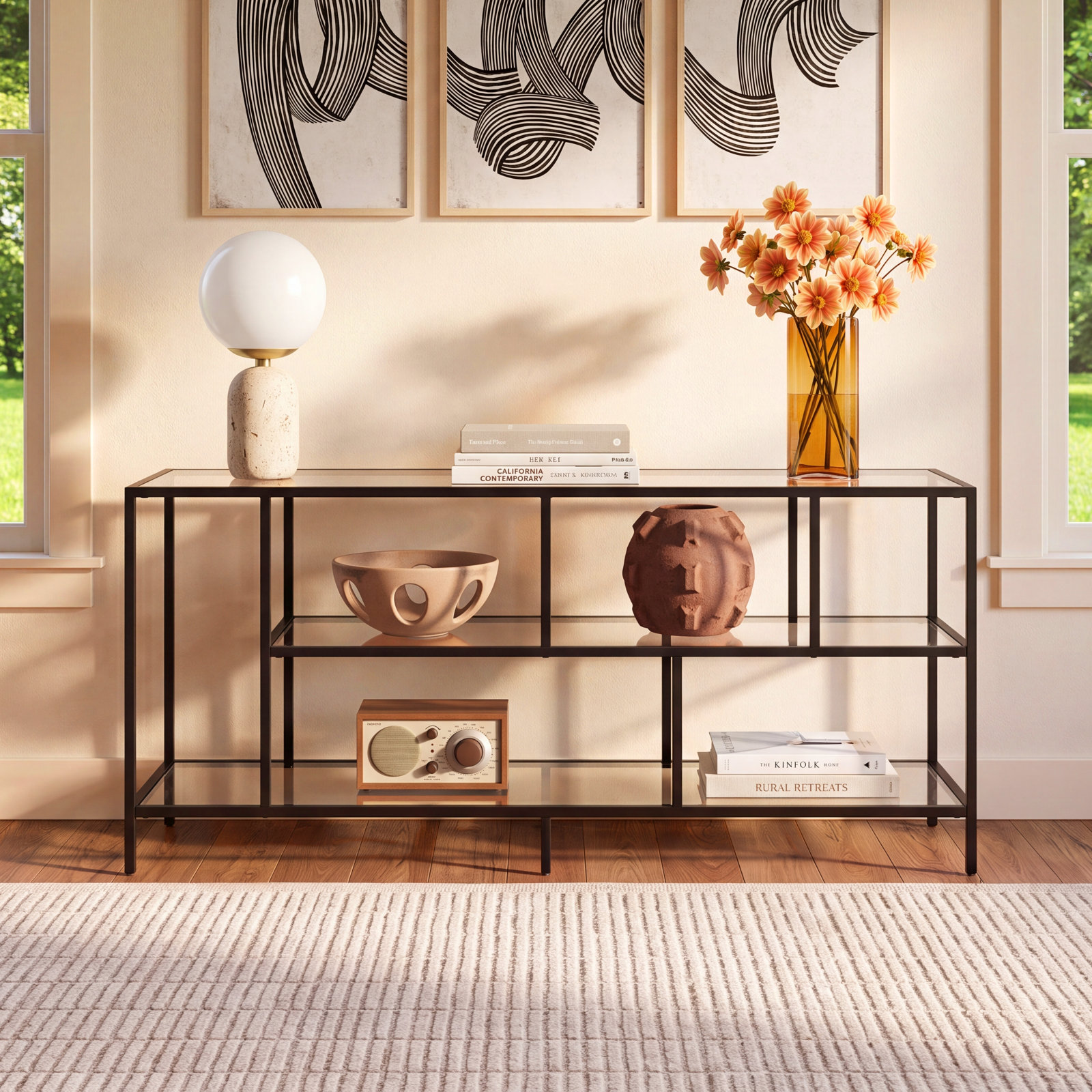 Wylan 55'' Media Console, Blackened Bronze