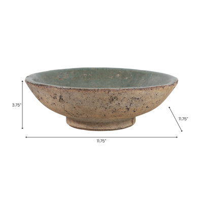Versatile Handcrafted Decorative Bowl - Accent Bowl For Home Decor Perfect For Table Arrangement Or Everyday Styling - 12", Green/Brown