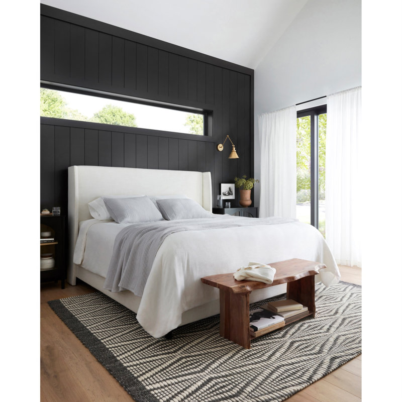 Tapis ivoire / gris anthracite tissé à la main Roseanna, Rectangle 14 pi 6 po x 15 pi