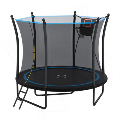 8FT Trampoline With Enclosure Net And Ladder, Outdoor Trampoline For Kids And Toddlers, Backyard Recreational Trampoline