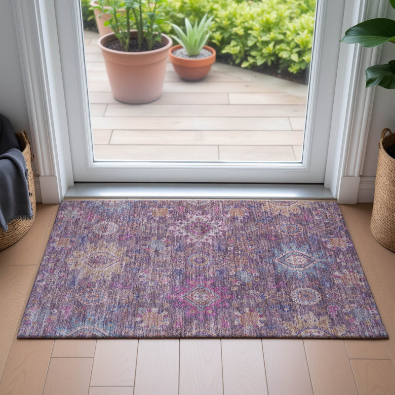 Tapis intérieur / extérieur lavable à la machine Jacinto ACN2151 Medallions, Rectangle 1 pi 8 po x 2 pi 6 po
