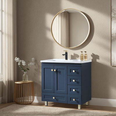 32'' Blue Modern Freestanding Single Bathroom Vanity Set