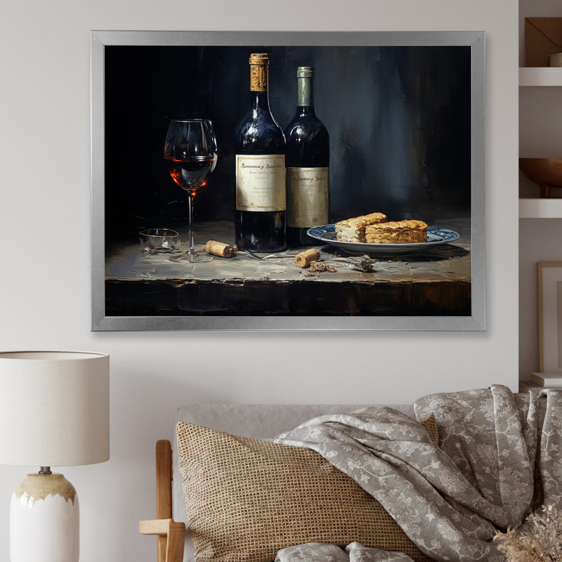 " Sommeliers Selection I ", 16" H x 32" W x 1" D, Silver Single Picture Framed