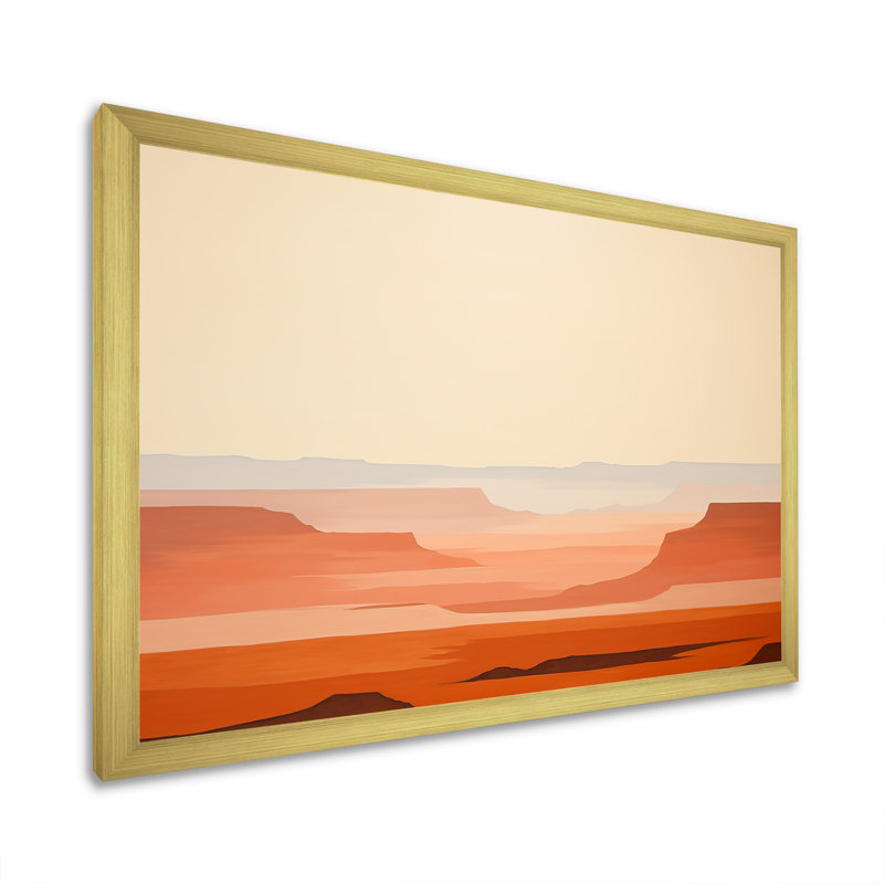 «Brown Minimalisme Canyon Calm I», H 34 po x l 44 po x P 1,5 po, Cadre doré simple
