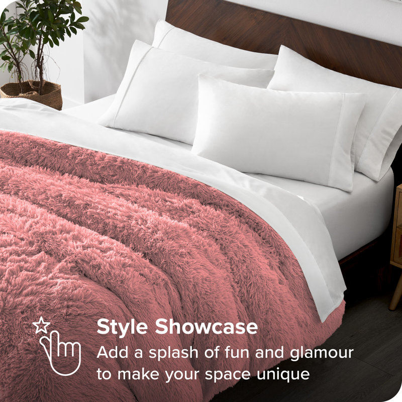 Light Pink Shaggy Faux Fur Twin/Twin XL Duvet Cover