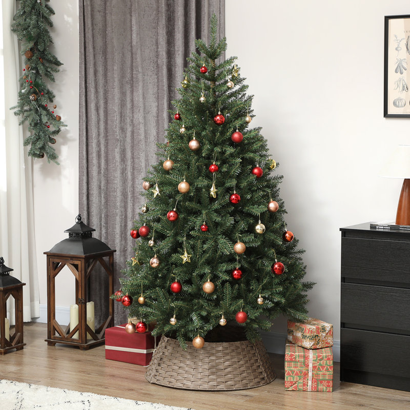 Collier de sapin de Noël rustique tissé, 26,8 x 26,8 x 8,7 po, plastique, 1 pièce, collier d'arbre, brun, finition rustique tissée qui cache le support de l'arbre soigneusement