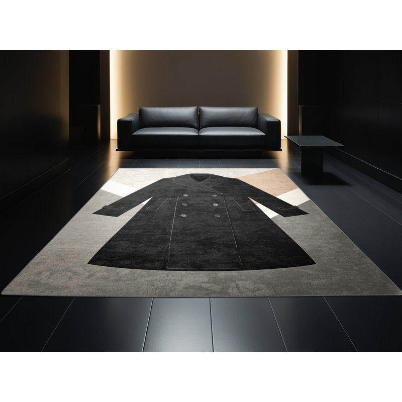 Tapis moderne et contemporain lavable à la machine en gris - reliure grise, 4 x 6