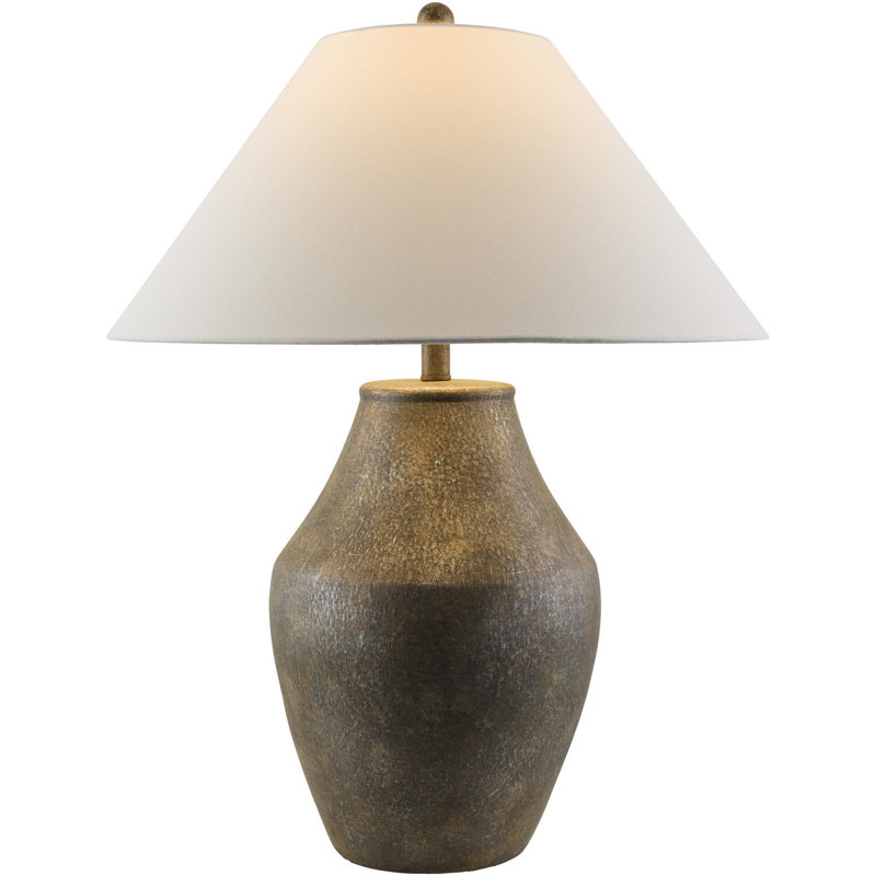 Lampe de table en céramique Hillsville, Brun, Blanc