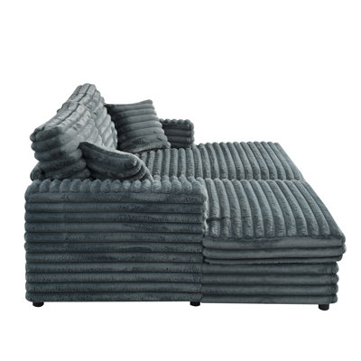 Chaise longue d'intérieur en velours côtelé avec coussins 86 po Giddings