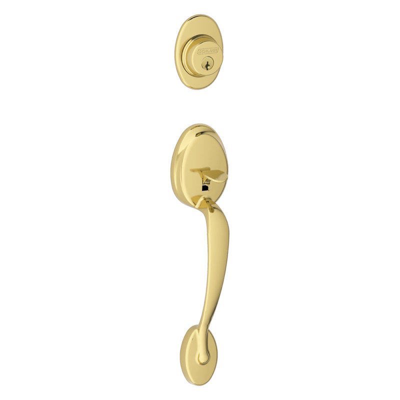 Exterior Portion Handleset and Deadbolt (Interior Portion Sold Separately), Lifetime Polished Brass