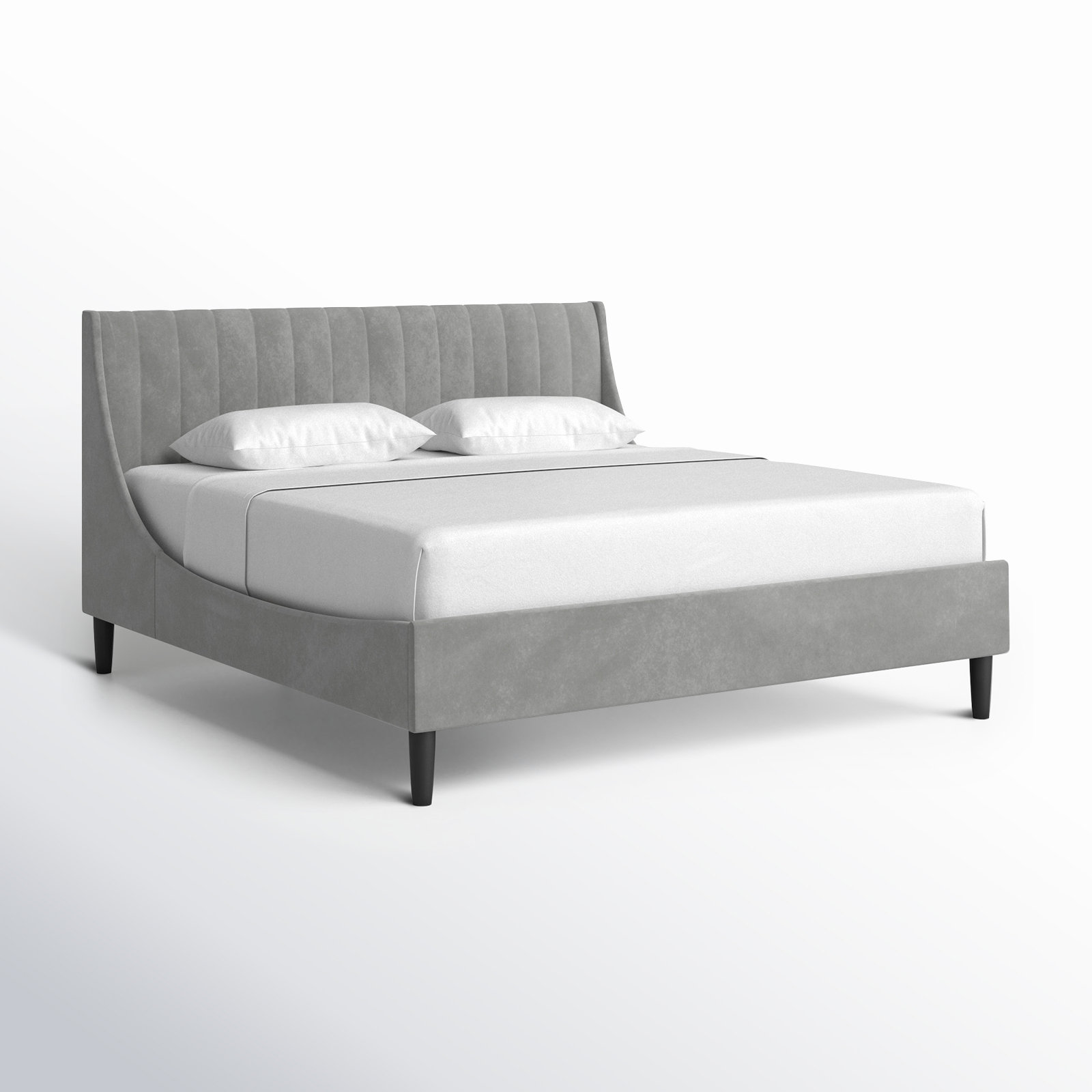Helaina Upholstered Wingback Bed, Opal Gray Velvet, King