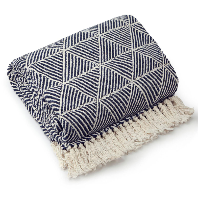  Zahra Blanket/Throw For Sofa Chair Bed Ochre, Blue, 150cm x 130cm