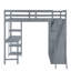 Lit mezzanine double gris avec garde-robe, bureau et tablettes - Rangement confortable pour chambre à coucher-1379384996