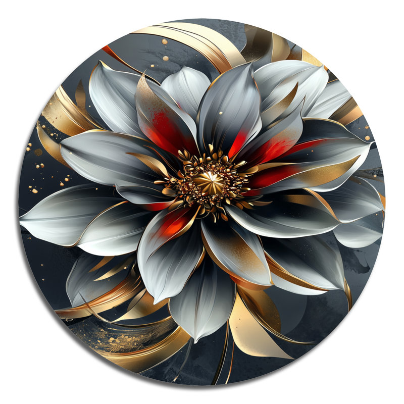 Brookleigh - art mural rond en métal Dahlia pour le salon, H 16 po x l 16 po