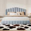 Tête de lit tapissier en velours pour lit de grand lit, sans sommier tapissier, bleu clair-250033556