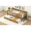 Lit plateforme simple en bois avec garde-corps et lit gigogne, noyer-86534870