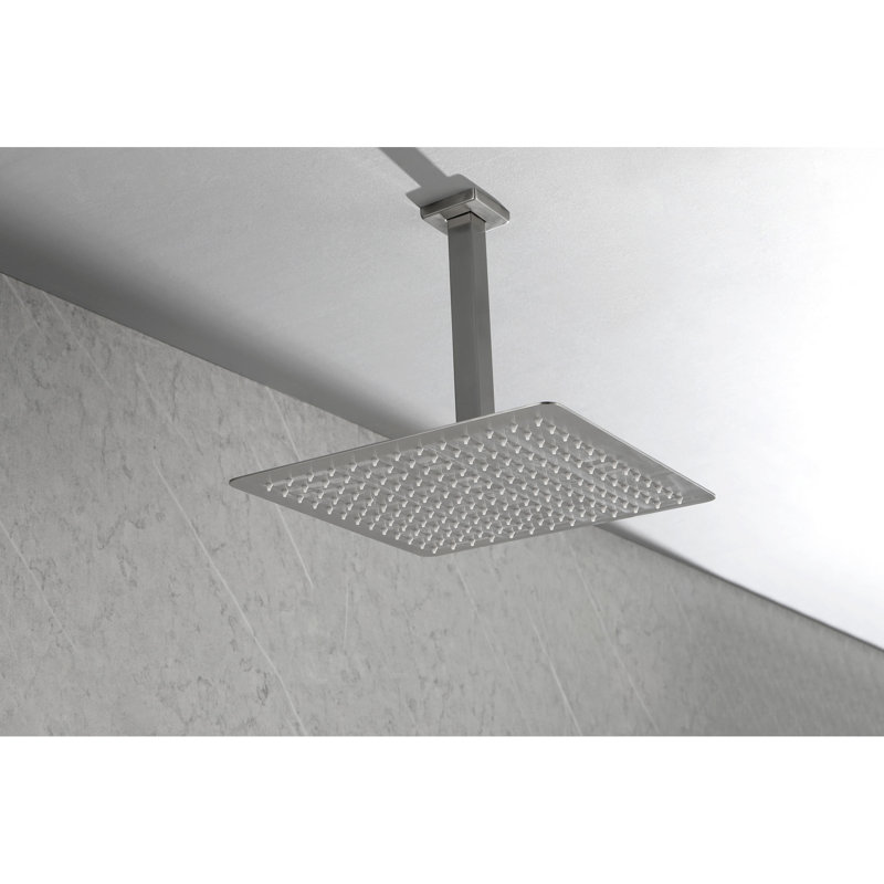 Bathroom Rain Shower Head In Brushed Nickel - Stainless Steel, Self-Cleaning Nozzle, High , Water Saving, Works With Arm