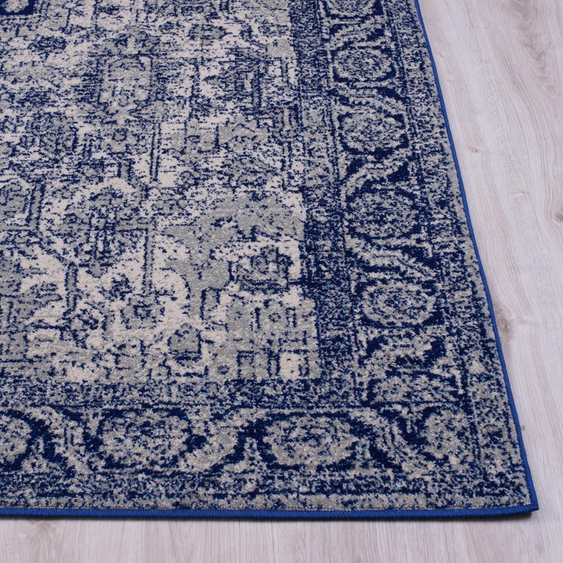 Tapis oriental bleu / beige Henneman, 5 pi x 7 pi