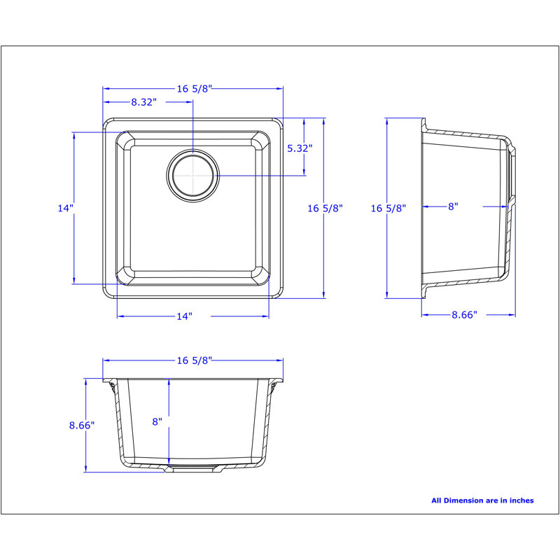 16.63'' L Single Bowl Granite Kitchen Sink, null