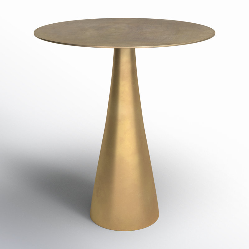 Chic Round Accent Table, Inviting Antique Gold Finish, Perfect for Living Room, 18" – Enhancing Interior Decor Elegance