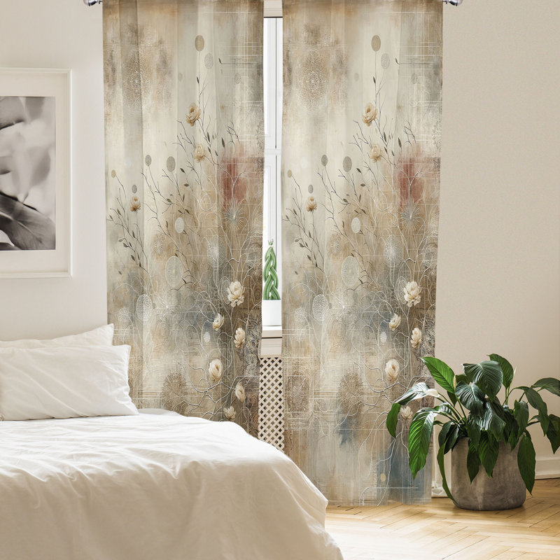 Paire de rideaux bohémiens 2 panneaux East Urban Home, L 28 po x L 95 po