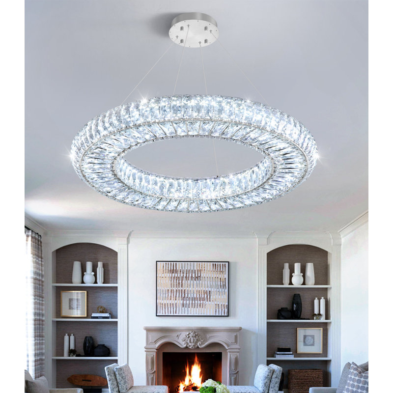 Lustre moderne en cristal 23,6 po, Silver