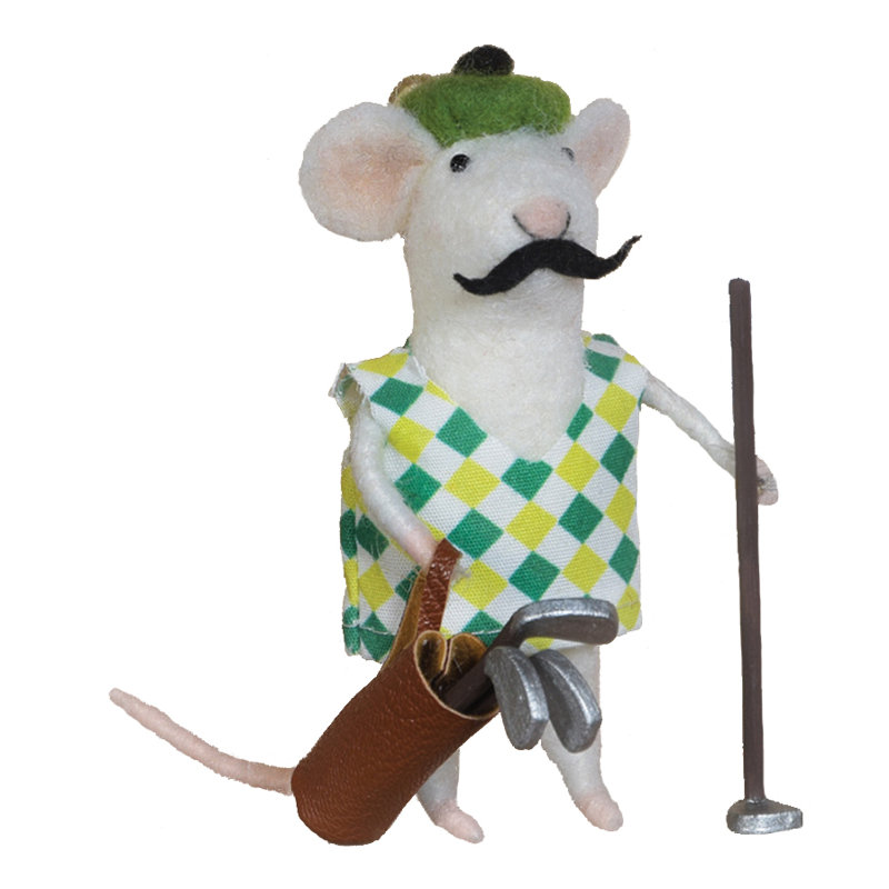Ornement figurine suspendu pour souris de décoration golfer
