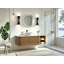 Ensemble de meuble-lavabo mural, lavabo de salle de bain flottant avec lavabo rond en céramique et armoire latérale, ensemble de meuble-lavabo texturé à ondulation d'eau pour les petits espaces, peu encombrant-129741588-129741590-129741591