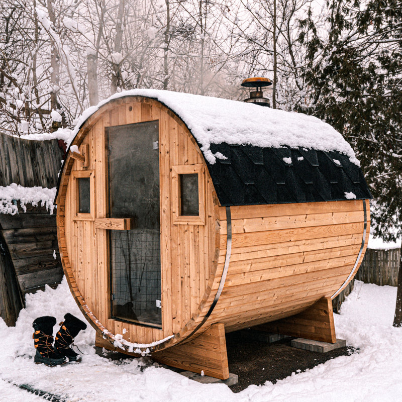 Barrel Outdoor Sauna - 6 Person W/ Harvia Spirit 8kw Wi-fi Heater