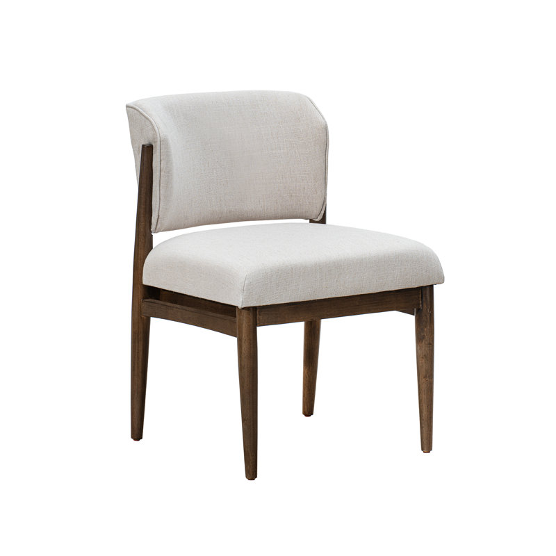Chaise rembourrée en bois massif Halren - Lin taupe, Lin taupe