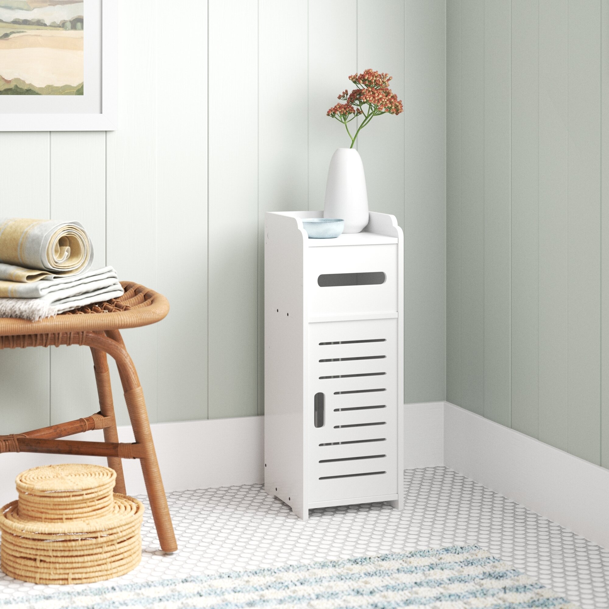 Deprise White Bathroom Storage Cabinet Ebern Designs