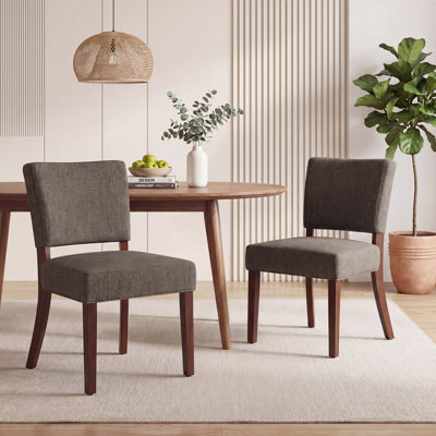 19" Seat Height Parsons Upholstered Dining Chair, Solid Wood Legs