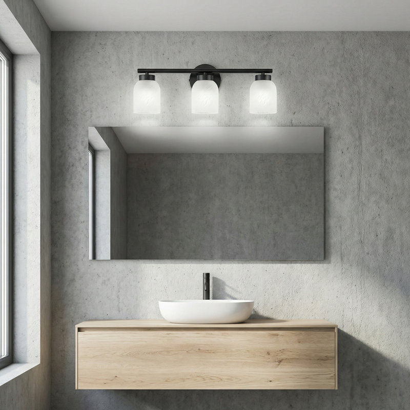 Lampe de coiffeuse Periann, Faux Alabaster, Matte Black, 3