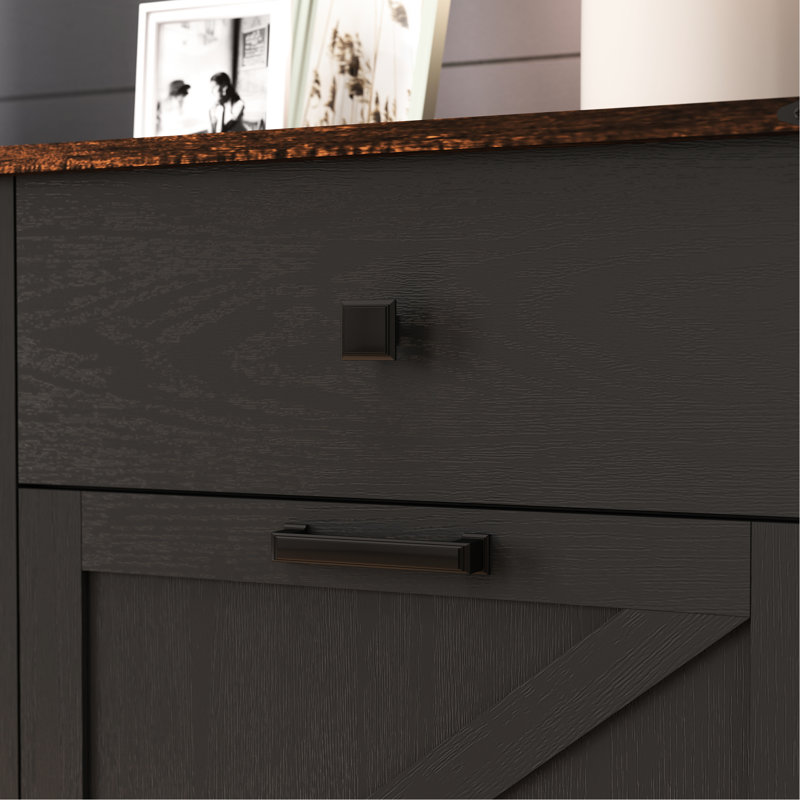 Armoire à poubelles double basculante élégante, pouvant contenir 2 poubelles de 38 litres, gain de place et anti-odeurs, avec poignées métalliques élégantes, charnières fluides, design soigné, 2 tiroirs et surface facile d'entretien.