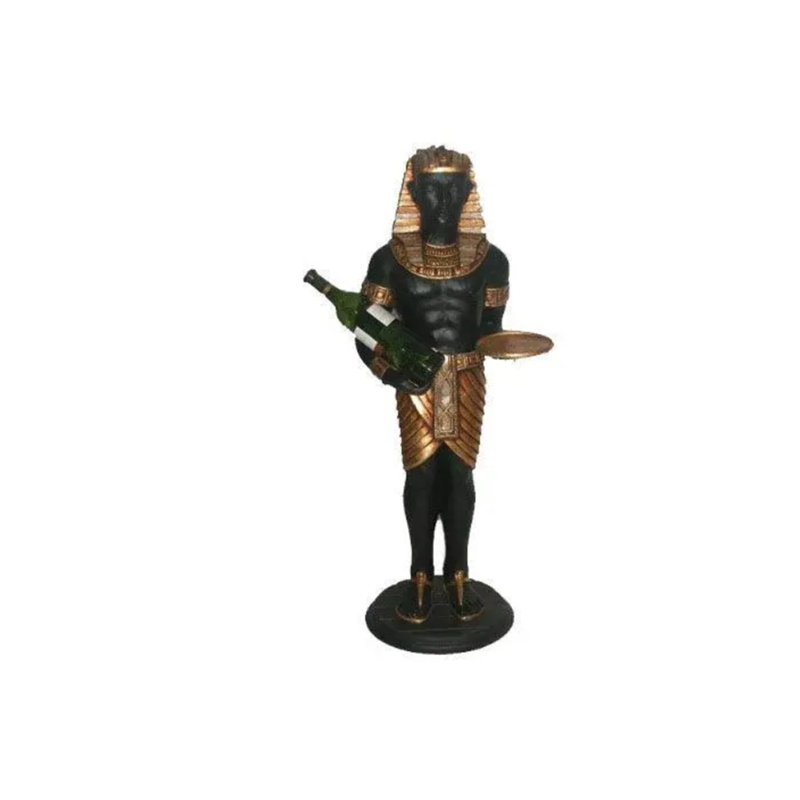 Petite statue égyptienne majordome porte-bouteilles de vin