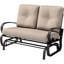 Banc oscillant d'extérieur, causeuse de patio pour 2 personnes avec coussin amovible, siège rembourré épais, structure en acier, beige