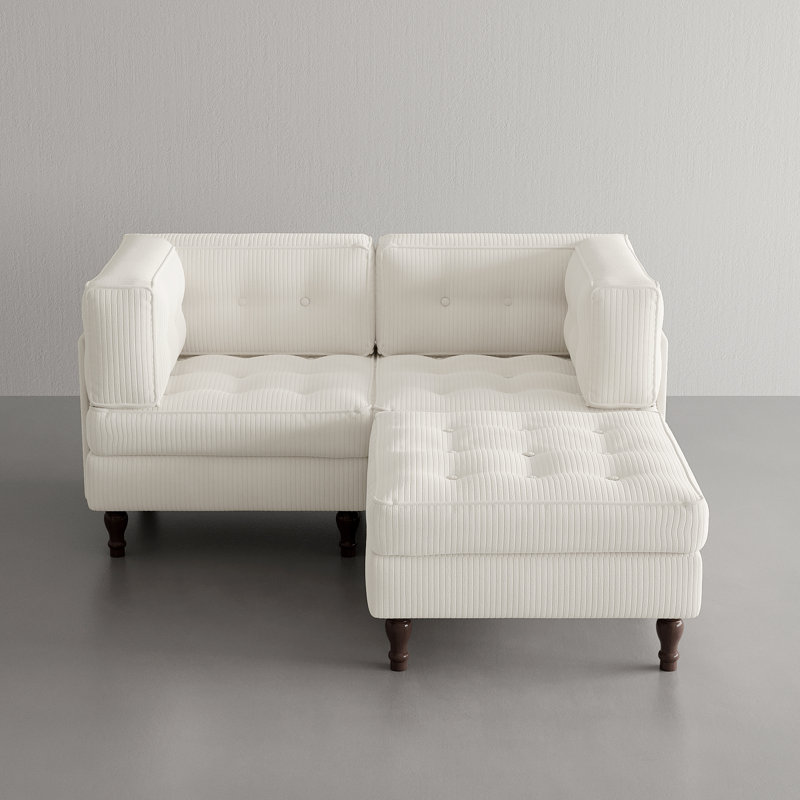 3 Seater Corduroy Sectional, Beige