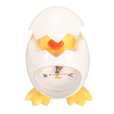 Réveil multifonctionnel mignon en forme de coquille d'œuf, en forme de poulet, idéal pour un bureau ou comme cadeau pour étudiant ou pour décorer une chambre à coucher (blanc).