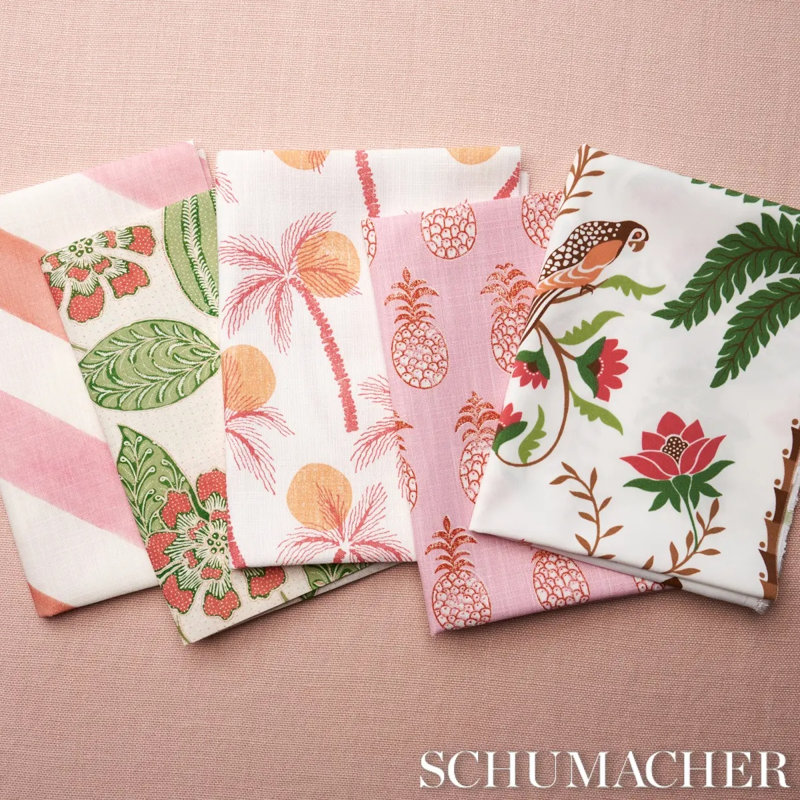 Island Palm Indoor/Outdoor Fabric, Coral/Green