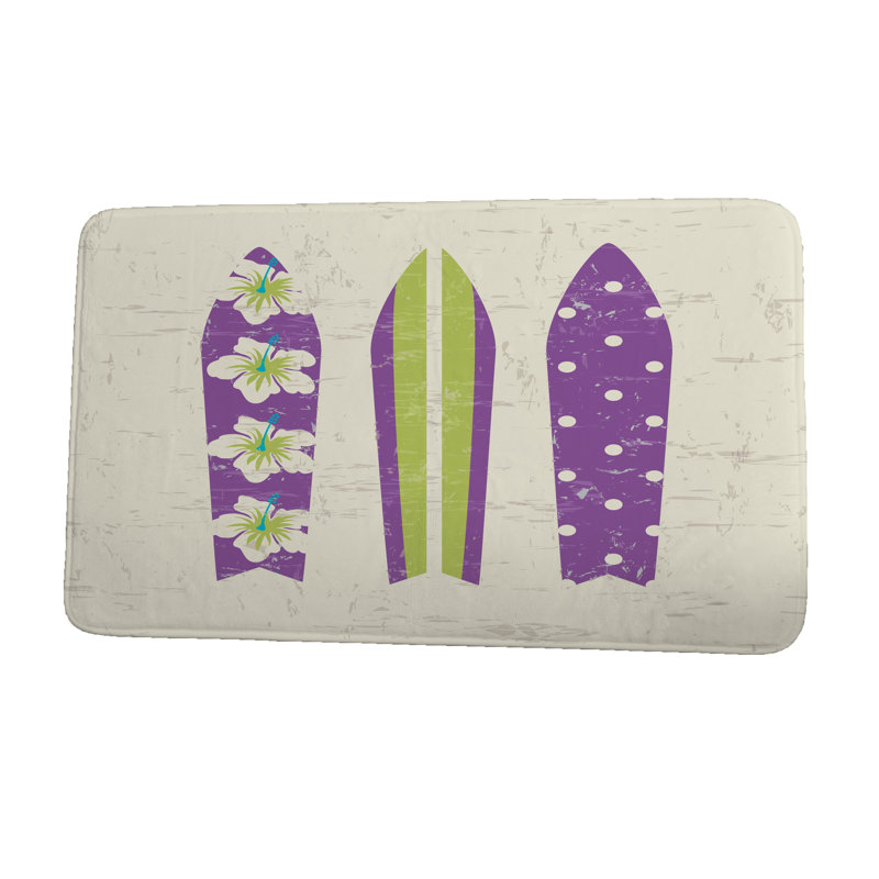 Tapis de bain, l 21 po x L 34 po, Mauve, vert