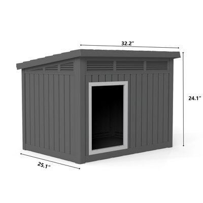 Niche pour chien en résine toutes saisons Yardgrace avec toit relevable à vérin à gaz, toit incliné