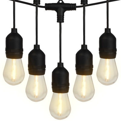 Jonida Outdoor - 50 lumières de patio avec 15 ampoules à DEL Edison de style rétro et douilles suspendues