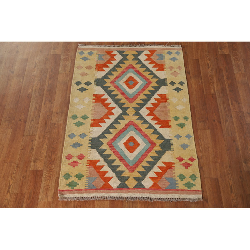 Tapis oriental en laine South Western Kilim 3 x 4