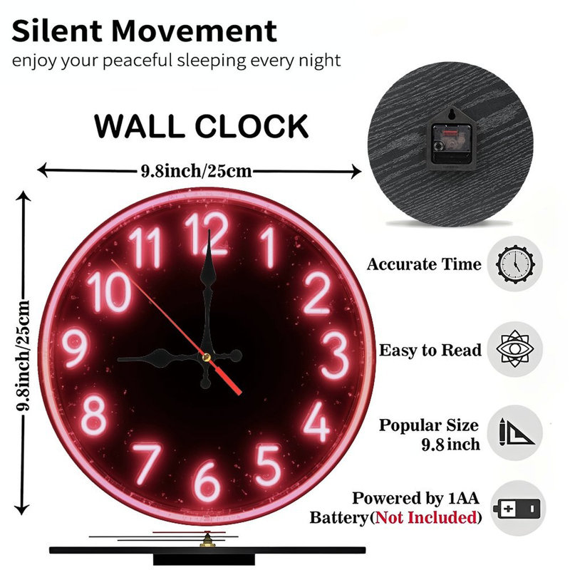 Horloge rouge néon