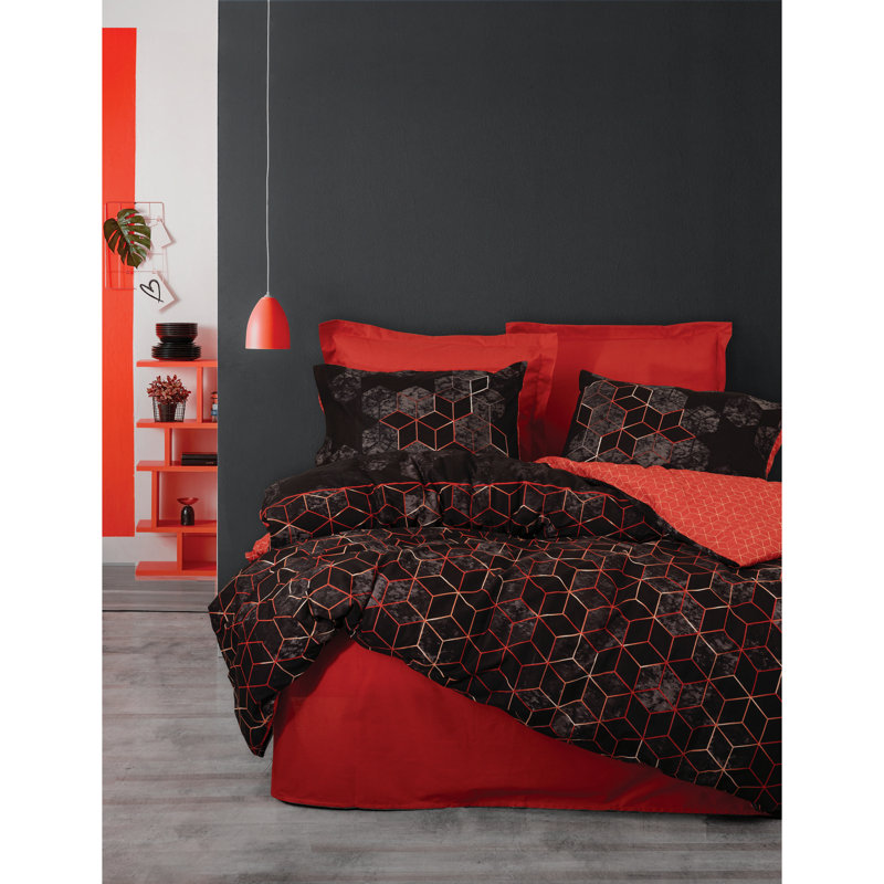 Ensemble de housse de couette 100% coton Thalassa, Housse de couette 55 po x 79 po + 1 taie d'oreille