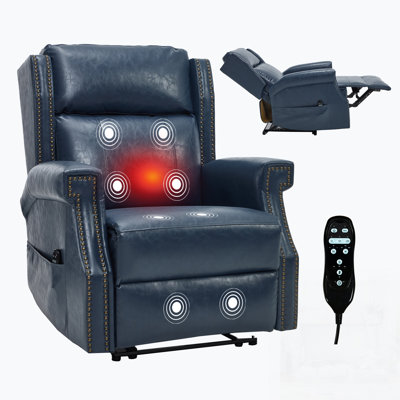 Fauteuil inclinable manuel en similicuir avec 8 nœuds vibrants et 3 modes de massage pour le confort du salon